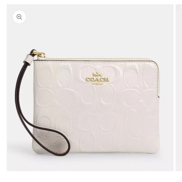 Coach Corner Zip Wristlet In Signature Patent Leather Gold/White - Picture 11 of 11